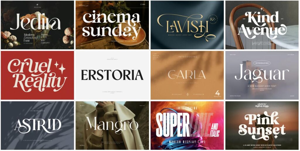 20000 plus fonts pack with modern script bold and cinematic typography styles for design and video editing